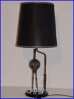 03d25 Ancienne Lampe De Table Vintage 1970 Héron En Laiton Style Jansen Regency