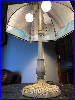 1172-801 Antique Miller Lamp Co. Slag Glass Table Lamp