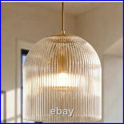 13 Ribbed Glass Pendant Light(13.8 D × 15 H) Vintage Brass Kitchen Island Han