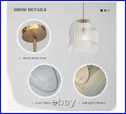 13 Ribbed Glass Pendant Light(13.8 D × 15 H) Vintage Brass Kitchen Island Han
