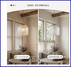 13 Ribbed Glass Pendant Light(13.8 D × 15 H) Vintage Brass Kitchen Island Han