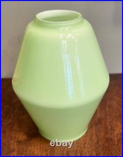 1930s Art Deco Pale Green Opaline Table Lamp Shade Opaque Glass Geometric 5'