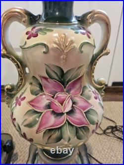 1940s Vintage Hand Painted Lamps. Matching Pair