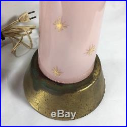 1950's VTG Mid Century Modern Pink Glass Atomic Sputnik Starburst Table Lamps