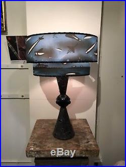 1950s Atomic Vintage Lamp with New Designer Handcrafted Space Age Bi Level Shade