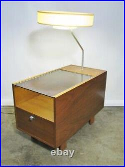 1950s George Nelson For Herman Miller Table Lamp With Glass Top & Single Drawer