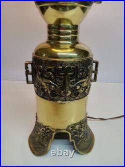 1950s Hollywood Regency James Mont Attributed Asian Brass Table Lamp