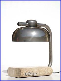 1970s Italian Design by Paolo Salvi Travertine Marble Vintage Table Lamp