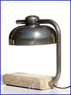 1970s Italian Design by Paolo Salvi Travertine Marble Vintage Table Lamp