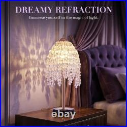 19 Table Lamp Vintage Crystal Bead String Shade Bedside Light Gold Desk Fixture 19 Table Lamp Vintage Crystal Bead String Shade Bedside Light Gold Desk Fixture