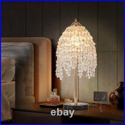 19 Table Lamp Vintage Crystal Bead String Shade Bedside Light Gold Desk Fixture 19 Table Lamp Vintage Crystal Bead String Shade Bedside Light Gold Desk Fixture