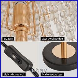 19 Table Lamp Vintage Crystal Bead String Shade Bedside Light Gold Desk Fixture 19 Table Lamp Vintage Crystal Bead String Shade Bedside Light Gold Desk Fixture