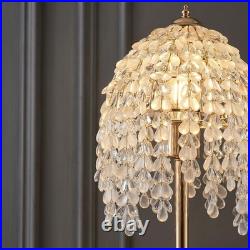 19 Table Lamp Vintage Crystal Bead String Shade Bedside Light Gold Desk Fixture 19 Table Lamp Vintage Crystal Bead String Shade Bedside Light Gold Desk Fixture