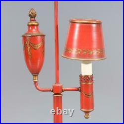 19th Century French Empire Bouillotte Style Red Painted Table Lamp