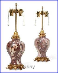 19th Century Louis XV Style Gilt Bronze Brèche Violette Marble urn Table Lamps