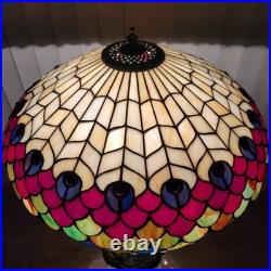 20D Antique Vintage Tiffany Style Fishscale Stained Glass Table Lamp Rainaud