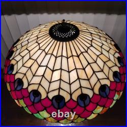 20D Antique Vintage Tiffany Style Fishscale Stained Glass Table Lamp Rainaud