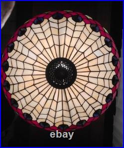 20D Antique Vintage Tiffany Style Fishscale Stained Glass Table Lamp Rainaud