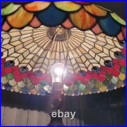 20D Antique Vintage Tiffany Style Fishscale Stained Glass Table Lamp Rainaud