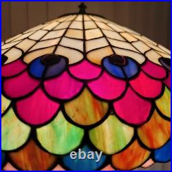 20D Antique Vintage Tiffany Style Fishscale Stained Glass Table Lamp Rainaud