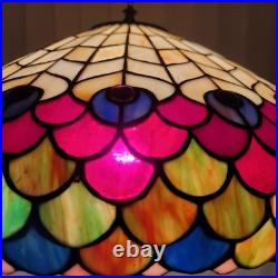 20D Antique Vintage Tiffany Style Fishscale Stained Glass Table Lamp Rainaud
