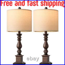 24 Traditional Table Lamp Set of 2 for Bedroom, Vintage Bedside Lamps for Ni