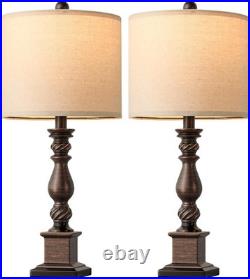 24 Traditional Table Lamp Set of 2 for Bedroom, Vintage Bedside Lamps for Ni