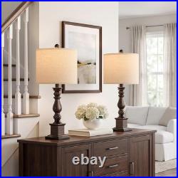 24 Traditional Table Lamp Set of 2 for Bedroom, Vintage Bedside Lamps for Ni