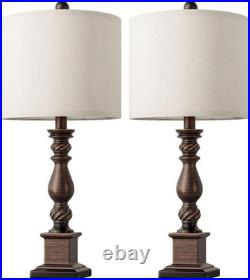 24 Traditional Table Lamp Set of 2 for Bedroom, Vintage Bedside Lamps for Ni