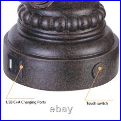 25 Vintage Clock Lamps with USB (2-Pack) Industrial Home Office Lighting