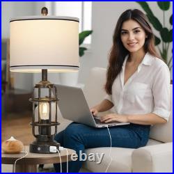 26 Vintage Industrial Table Lamp Set of 2 LED Bronze Lolikit TD-LO-506