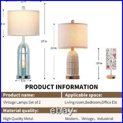 27 Farmhouse Table Lamps for Living Room, Blue Vintage Lamps Set of 2 with USB A 27 Farmhouse Table Lamps for Living Room, Blue Vintage Lamps Set of 2 with USB A