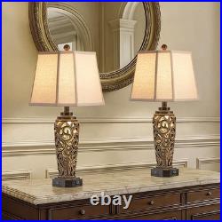 27 Set of 2 Farmhouse Table Lamps for Living Room with USB A+C Ports, Vintag