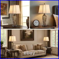 27 Set of 2 Farmhouse Table Lamps for Living Room with USB A+C Ports, Vintag