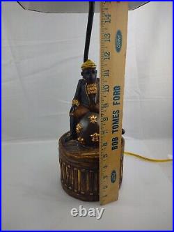 27 Tall Resin Victorian Dress Ape/Monkey with gold and black Shade Table Lamp