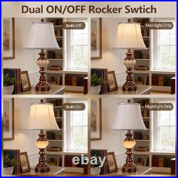27 Vintage Farmhouse Table Lamps Set of 2 with USB Ports & Bulbs Included