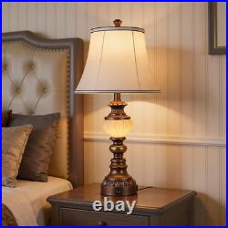 27 Vintage Farmhouse Table Lamps Set of 2 with USB Ports & Bulbs Included