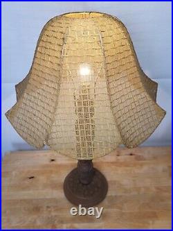 28 Vintage Mid Century Hand Carved Wood Rattan Bamboo Wicker Large Table Lamp