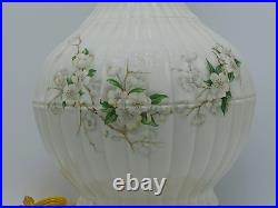 2 1960's Vintage Wilmar Co. White Floral Porcelain/Ceramic Brass Base Table Lamp