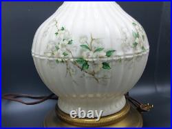 2 1960's Vintage Wilmar Co. White Floral Porcelain/Ceramic Brass Base Table Lamp