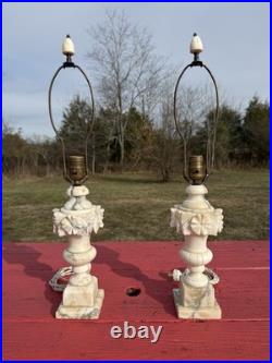 2 Beautiful lamps -mid century Italian Alabaster- Rewired And Ready To Go