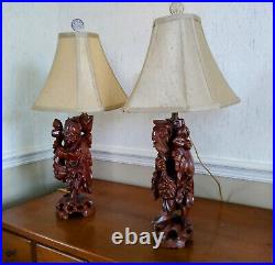 2 Chinese vintage sculpture table lamps