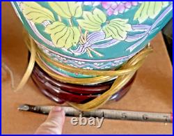 2 LARGE VINTAGE CHINESE PORCELAIN ceramic LAMPS. HAND PAINTED. FLORAL PEONIES