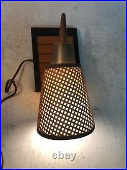2 MCM Danish Modern Vintage Gruvwood Lamp Basket Weave Table Unit One Wall Unit