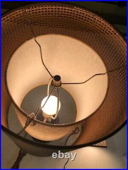 2 MCM Danish Modern Vintage Gruvwood Lamp Basket Weave Table Unit One Wall Unit