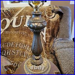 2 Vintage Hollywood Regency Amber Globe Table Lamps