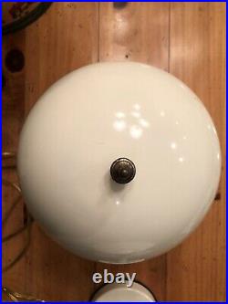 2-Vintage Metal Dome White Mushroom & Green Glass Touch Desk Lamp