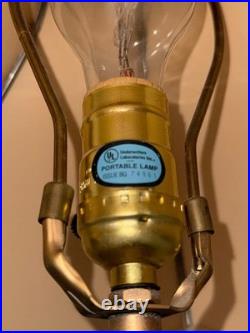 2 Vintage Metal Rose Gold Boudoir Lamps Victorian Revival Fringed Shades 28 In