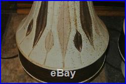 2 Vintage MidCentury Modern Table Lamp Speckled Ceramic Teak MCM
