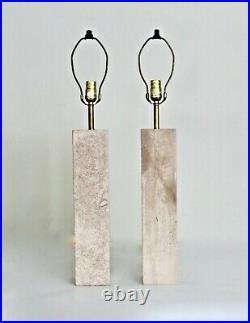 2 Vtg Mid Century Modern Marble Stone Cube Table Lamp Gibbings Nessen Kovacs